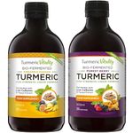 Bio-Fermented Turmeric with Live Cultures and Enzymes - Fermented High Strength Liquid Turmeric Supplement with Black Pepper & Ginger Equivalent to 2 Turmeric Capsules (2-Pack Mixed Flavours)