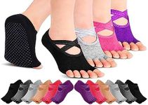 YBVABE Toeless Yoga Socks Non-Slip Grip Socks - 6 Pairs Pack - Anti-Skid Pilates, Barre, Ballet Grip Socks, Breathable & Sweat-Absorbent, Comfortable Fit for Women & Men Workout, Dance