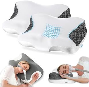 Elviros Neck Pillow for Pain Relief Sleeping, 2 Pack CPAP Pillows for Side, Back & Stomach Sleepers, Ergonomic Orthopedic Pillow for CPAP Users to Reduce Air Leaks and Mask Pressure, White