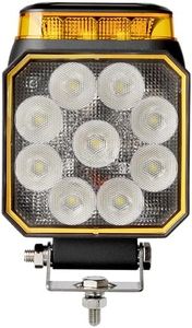 [1 Pack] Fuguang LED Amber Beacon Strobe Light with Work Lights, Flashing Warning Light with Tractor Lights for Forklift Golf Cart Truck 10-90V (Strobe Lights & Work Lights,Two-in-one)