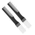 2pcs Pick Combs for Women, Double-Head Teasing Comb with Metal Prong Lift Comb Tool Hair Forking Comb Fine Tooth Comb for Hairdressing Styling Salon Sectioning Highlighting