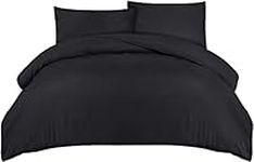 Utopia Bedding Duvet Cover Double - Soft Microfibre Polyester - Bedding Quilt Cover Set, with Pillow cases (Black)