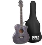 Pyle 36" Cutaway Acoustic Guitar-3/4 Size Linden Wood Matte Gray Finish Guitar, 6 Steel Strings w/Gig Bag, Tuner, Extra Strings, Picks, Strap- Junior Size for Beginners, Adults, Kids- Right Handed