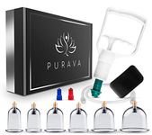 PURAVA Chines Cupping Therapy Set with Vacuum Pump - Cupping Set for Tension, Back Pain and Cellulite Relief - Set of 12