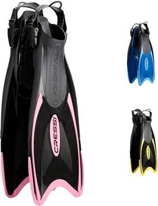 Cressi Palau Fins - Adjustable Long Fins Adults for Snorkelling and Swimming, Black/Pink Long Fins, S/M (38/41)