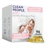 The Clean People Laundry Detergent Pods - Recyclable Packaging, Hypoallergenic, Stain Fighting - Ultra Concentrated, Laundry Soap - Baby (Unscented), 96 Pack