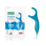 GUM Advanced Care Flosser Picks, Infused with Vitamin E & Fluroide, Fresh Mint Flavour, Blue, 150 Flossers (1 Bag)