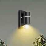 Unikcst Outdoor Lights Mains Powered PIR Motion Sensor IP44 Black Outside Wall Lights for Patio Front Door Porch - Incl. 1X 5W GU10 LED Warm White Bulb