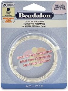 Beadalon German Style Wire for Jewelry Making, Round, Silver Plated, 20 Gauge, 19.7 ft