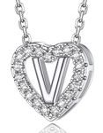 MomentWish Heart Necklaces for Women, Christmas Gifts, Moissanite Diamond Pendant Women's Necklaces Silver Necklaces for women V