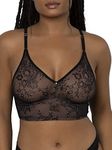 Smart & Sexy Women's Longline Bralette Bra, Black Hue (Smooth Lace), XL