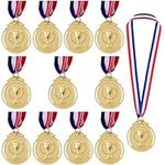 Metal Medals for Children, Xreuctop 12 Pack Gold Medals Winners Medals for Kids Adults, Award Medals with Ribbon for Sports, Competitions, Party, Olympic Style, 2 Inches