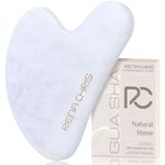 Rena Chris Gua Sha Facial Tools, Natural White Jade Gua Sha Stone, Face Guasha Tool for Jawline Sculpting and Puffiness Reducing, Guasha Massage Tool, Skin Care Gift - White