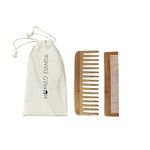 NomadPanda Bamboo Comb Set, 1 Wide Teeth Comb, 1 Fine Teeth Comb, Cotton Coupling, Wide Teeth Comb Curly Hair, Woman Comb, Man Comb, Hair Products, Travel Products, Wooden Comb Women, Travel Comb