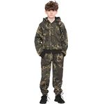 A2Z 4 Kids Unisex Plain Tracksuit Hoodie with Sports - T.S Plain Camo Green 11-12