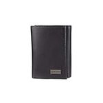 Kenneth Cole REACTION Men's Wallet - RFID Genuine Leather Slim Trifold with ID Window and Card Slots, Black Plaque, One size