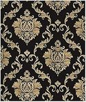 YYIDYLLIC Vinyl Peel and Stick Wallpaper Victorian Damask Black & Gold 17.7" X 118" Removable Wallpaper Self Adhesive Vinyl Film Wallpaper for Furniture Cabinet Countertop Shelf Paper Shelf Liner