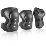 JBM Sports Protective Gear Safety Pads Safeguard Knee Elbow Wrist Support Pad Set Equipment for Kids / Child Roller Skate Bicycle BMX Bike skateboard Extreme Sports Protector Guards Pads (Black, Kids / Child)