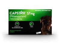 Capstar Flea Tablets for Dogs, for Medium and Large Dogs from 11.5kg to 57kg, Oral Medication for Flea Treatment in Dogs, Contains 6x 57mg Nitenpyram Flea Tablet