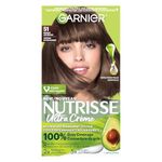 Garnier Nutrisse Ultra Crème, Permanent Hair Dye, 100% Grey Coverage, Vegan Formula, Nourished Hair, Long-Lasting Rich Colour, 51 Medium Ash Brown, 1 Application, Packaging May Vary