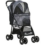 PawHut Dog Pram Dog Stroller Pet Pushchair with Universal Wheels, Brake for Small Dogs - Grey