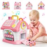 Toys for 1 Year Old Girls: Montessori Educational Toys for 1 Year Old, 6 in 1 Multi-Functional Activity House Baby Toy with Music/Clock/Sound/Telephone, Birthday Gifts for 1 2 Year Old Girls Kids