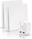 NETONDA Wireless Light Switch Without Battery, 2 Switches with Receiver, Battery-Free Wireless Wall Switch, 1 Button, Wireless Switch Set, No Wiring Required, 2 Wireless Switches for Lamp