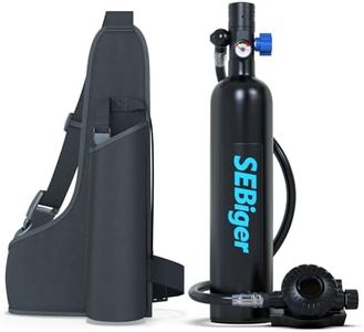 SEBiger S400plus Mini Scuba Tank 1.0L Portable Mini Diving Tank Reusable Pony Bottle Up to 20 Minutes Diving Air Tank Kit Diving Oxygen Cylinder for Underwater Exploration Rescue,A-BK
