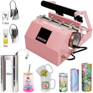 BetterSub 3in1 Tumbler Mug Heat Press Machine 30 OZ 20 OZ 16 OZ Sublimation Straight Skinny Tumbler Mug 3 OZ 1.5 OZ Shot Glass,11 OZ 15 OZ 16 OZ Sublimation Mug Heat Transfer Pink