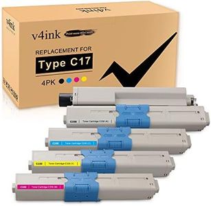 V4INK Compatible Toner Cartridge Replacement for Oki Type C17 C330 (KCMY,4-Pack),for use in OKI C310dn C330dn C510dn C530dn MC362w MC562w Series Printers