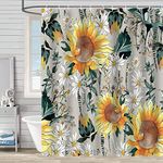 Beskie Floral Shower Curtain Bathroom Anti Mould Waterproof Washable Boho Leaves Polyester Fabric Shower Curtains Weighted Hem for Wet Room Tubs Spa Bathing