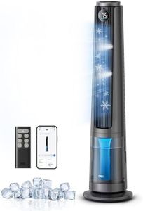DREO TurboCool Misting Fan 765S, Fans that Blow Cold Air, 10°F Cooling, 34ft/s Fast Evaporative Air Cooler, 6L Tank, 20 dB Quiet DC Motor, 90° Tower Fan with 12 Speeds, 4 Modes for Home, Grey