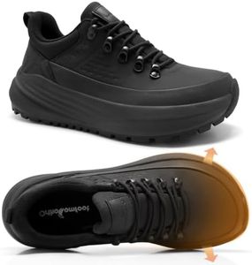 OrthoComfoot Men's Wide Leather Orthopedic Trail Sneakers, Stable Arch Support for Diabetic Feet and Plantar Fasciitis, Water Repellent Casual Shoes for Extended Walking, Black, Size 10