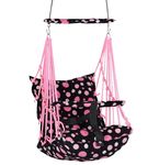 Toytoria® Swing for Kids Cotton Baby Swing Chair for Kids Baby's Children Folding and Washable 1-5 Years with Safety Belt/Home, Garden Jhula for Babies | Cradle | (K. Pink Round)