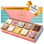 THE SWEET BLEND All Flavours Crunch Box | Sweets Indian Mithai Gift Pack | 10 Flavors | Premium Gift Box | Assorted sweets | Gift Hamper | Sweets gift box | Chocolates infused with Traditional Mithai Flavours | 250 gm (10 Pieces) | Assorted Delights for Every Palate