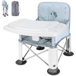 Bebamour Foldable Booster Seat Baby Highchair Portable for Outdoor Toddlers Booster Dining Seat with Removable Tray Feeding Chair with Storage Bag, Koala