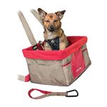 Kurgo Heather Car Booster Seat for Dogs, Quick & Secure Installation, Includes Seat Belt Tether, Fleece Lining, Nutmeg/Red