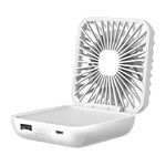 GOODIZ 2-in-1 Powerful Desk Fan + 5000mAh Power Bank USB Rechargeable Multifunctional 3-Speed Foldable Adjustable Portable With Built-in Phone Holder For Summer Quiet Indoor Outdoor (White)
