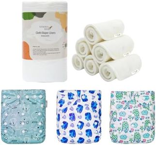KaWaii Baby HEAVY WETTER Cloth Diaper Essential Pack - 3 One Size Heavy Wetter Cloth Diapers/6 Premium Bamboo Inserts/1 Bamboo Liner Roll - Reusable Waterproof Nappy Soft Absorbent Booster Unisex 8-36 lbs