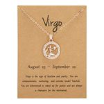 Rose Gold Star Sign Motif Pendant Chain Necklace - Virgo (23rd August - 22nd September) - Zodiac Constellation Horoscope Celestial Astrology Jewellery - Women Men Gift