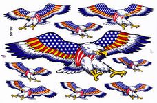 Vinyl Sticker Decal Label Eagle USA American flag bird of prey bike car 1 sheet 28 x 18 cm