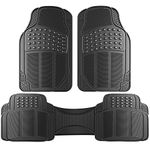 OxGord Universal Fit 3-Piece Full Set Ridged Heavy Duty Rubber Floor Mat - (Black)