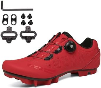 PENXZT MTB Cycling Shoes for Mens MTB Shoes Compatible with SPD 2 Bolts Pedals with Cleats, Mountain Bike Shoes for Outdoor,Red,6