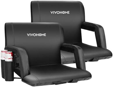 VIVOHOME Portable Reclining Stadium Seat Chairs for Bleachers with Padded Backrest and Adjustable Armrests, Set of 2