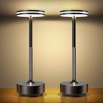 Hapfish 2 Pack Rechargeable Cordless LED Table Lamp, 5000mAh Battery Wireless Lamps, 3 Color Modes, Dimmable, USB Desk Light for Dining, Bedside, Indoor, Outdoor, Living Room – Black