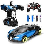 Ursulan Remote Control Car Transformation Toys for 4 Year Old Boys RC Cars Robot for Kids with One-Button Deformation and 360°Rotating Drifting Birthday for Boys and Girls- Blue