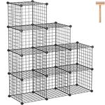 C&AHOME Wire Cube Storage, 9-Cube Storage Organizer, Metal Stackable Storage Bins, Modular Bookshelf, DIY Closet Cabinet Ideal for LivingRoom Bedroom, Home, Office 36.6”L x 12.4”W x 48.4”H Black