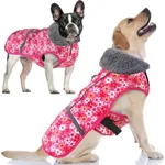 Doglay Dog Coat, Waterproof Dog Jacket Pet Winter Coat for Cold Weather with Thicken Furry Collar, Reflective Puppy Winter Jacket Warm Fleece Lining for Small Medium Large Pets