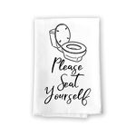 Honey Dew Gifts Funny Towels, Please Seat Yourself Flour Sack Towel, 27 inch by 27 inch, 100% Cotton, Highly Absorbent, Multi-Purpose Bathroom Hand Towel