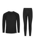 DANISH ENDURANCE Thermal Underwear Mens & Womens, Base Layer Set, Recycled, Long Johns and Long Sleeve Top, Bottom & Top, Unisex, Black, L
